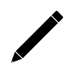 A simple graphic of a black pencil on white paper on transparent background