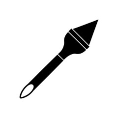 Illustration of a black paintbrush with white lines on transparent background