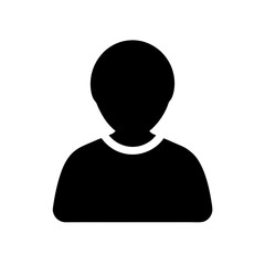 Silhouette of a person with a round head and shoulders on transparent background