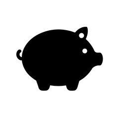Silhouette of a classic piggy bank in black color on transparent background