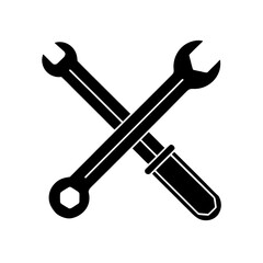 Crossed wrench and screwdriver tool vector graphic on transparent background
