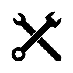 Crossed wrenches representing repair and maintenance on transparent background