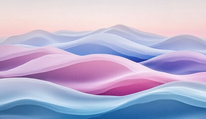3D render of a pastel blue, pink, and purple abstract wavy hills landscape background, minimalistic, simple, elegant, highly detailed, high resolution