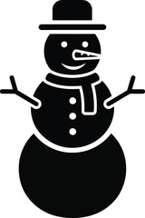 Stylized snowman icon simple silhouette festive winter holiday christmas character design element vector