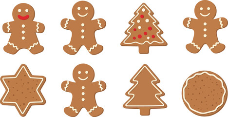 Festive christmas gingerbread cookies collection isolated on holiday treats vector