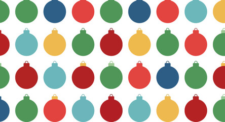 Vibrant merry christmas ornaments repeating pattern festive holiday decoration background vector