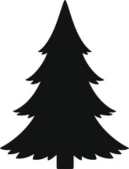 Simple black silhouette evergreen fir tree isolated on winter holiday element vector