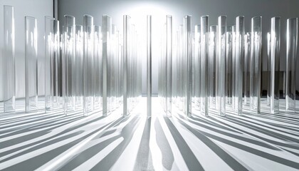 Glass Rod Vertical Forest Installation with Zebra Striped Floor