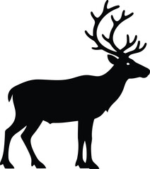 Obraz premium Majestic antlered reindeer silhouette elegant wildlife animal icon for nature and holiday designs vector