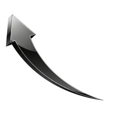 Glossy silver arrow pointing upwards isolated on transparent background