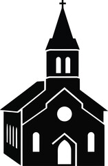 Fototapeta premium Classic church silhouette steeple building religious architecture worship place worship icon structure vector