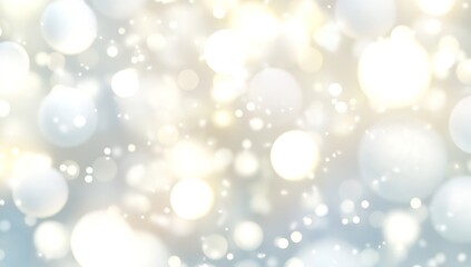 3D render of white spheres floating in the air, with glowing light effects, against a white background. Soft lighting creates a seamless pattern with a bokeh effect, resulting in a dreamy atmosphere