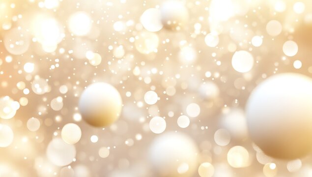 3D render of white spheres floating in the air, with glowing light effects, against a white background. Soft lighting creates a seamless pattern with a bokeh effect, resulting in a dreamy atmosphere - Powered by Adobe