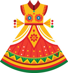 &ldquo;Colorful Traditional Indian Girl&rsquo;s Dress &ndash; Festive Cultural Attire with Floral and Geometric Patterns&rdquo;