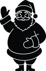 Festive santa claus silhouette waving and holding gift bag merry christmas celebration vector