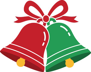 Festive christmas bells with ribbon bow celebratory holiday decoration element vector