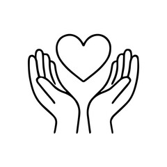 Obraz premium An icon depicting two open hands holding a heart above them — a universal symbol of care, understanding, and compassion toward others.