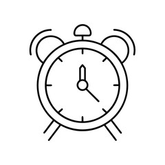 Outline drawing of an alarm clock ringing loudly on transparent background