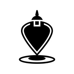 Black and white map marker with a decorative top icon on transparent background