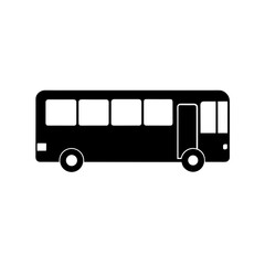 Illustration of a black bus with white windows side on transparent background