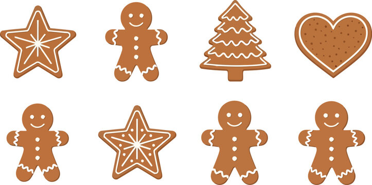 Festive christmas gingerbread cookie assortment holiday baking sweet treats collection vector