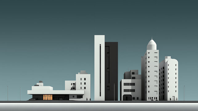 Different architectural silhouettes side by side representing design diversity concept generated ai