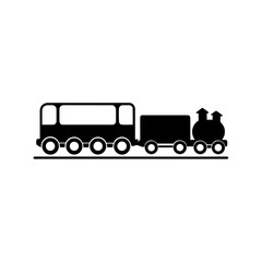 Simple black and white train silhouette drawing art on transparent background