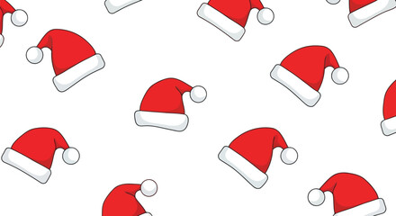 Christmas santa hats seamless pattern festive holiday celebration repeating design vector