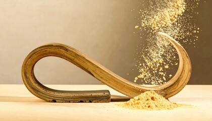 Beige Powder Falling onto Infinity Curve Shape