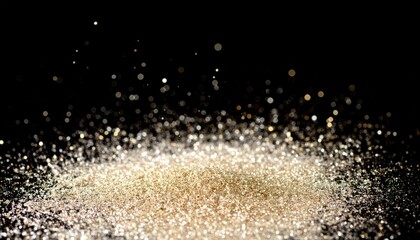 Gold Glitter Dust Cloud on Black Background