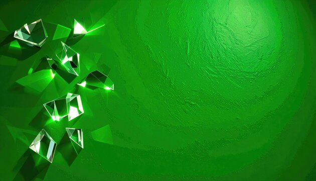 Abstract Green Crystal Shards on Textured Wall