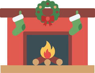 Cozy christmas fireplace with stockings and wreath festive holiday hearth scene vector