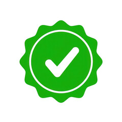 Green checkmark badge isolated on transparent background