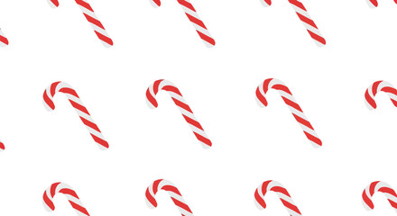 Seamless pattern of classic red and white striped candy canes for festive holiday designs vector