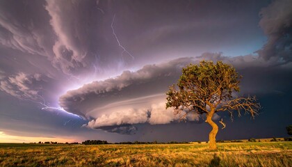 Solitary Tree Under a Twisting Storm