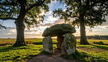 Ancient Dolmen in the Countryside - A Glimpse into the Past.