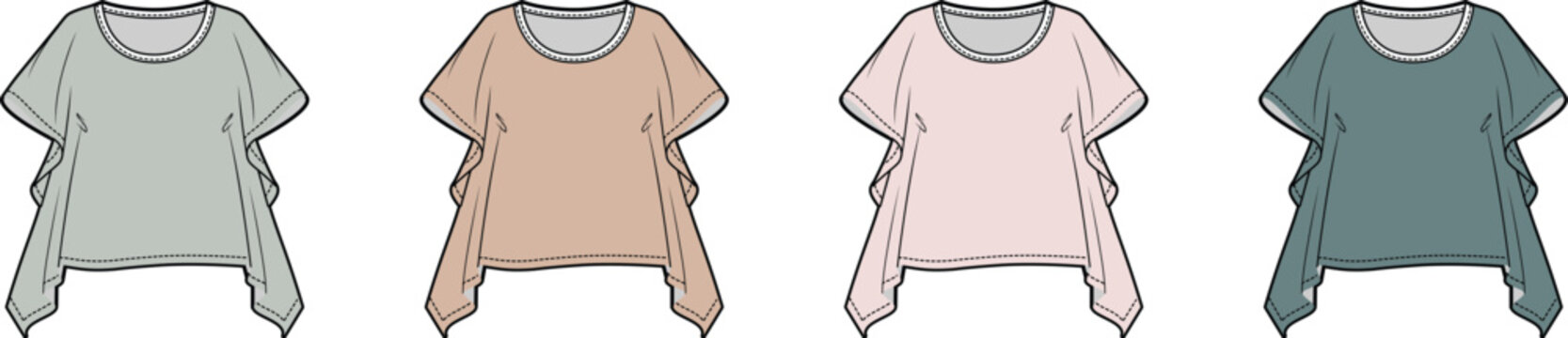 Poncho Style Tunic in Multiple Colors Apparel Design