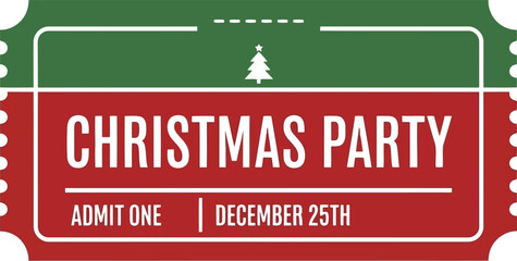Festive christmas party invitation ticket design with holiday tree and text placeholders vector