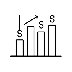 Graph showing financial growth with dollar symbols above on transparent background