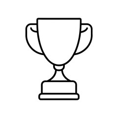 Outline drawing of a trophy with handles and a base on transparent background
