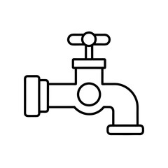 Illustration of a simple black and white water faucet on transparent background