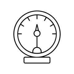 Outline drawing of a circular pressure gauge on base on transparent background