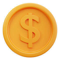 3D Gold Dollar Coin Wealth Concept