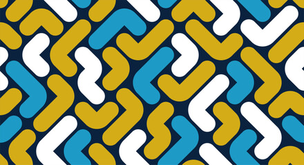 Abstract geometric rounded lines seamless pattern, vector worms Memphis childish endless background.