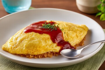 omelet rice with tomato sauce