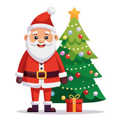 santa claus with christmas tree