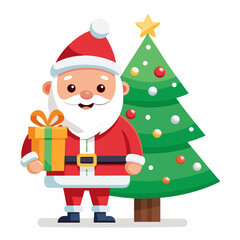 santa claus with gift box
