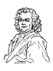 Herman Boerhaave, 1668 - 1738, a Dutch chemist, botanist, Christian humanist, and physician, old vintage illustration, 1897