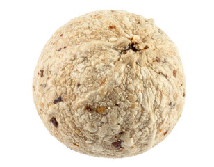 Suet fat ball for feeding wild birds, offering high energy nutrition. Ideal for garden wildlife throughout the year