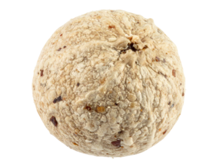 Suet fat ball for feeding wild birds, offering high energy nutrition. Ideal for garden wildlife throughout the year